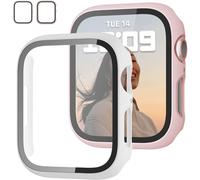 XiHAMA Paquete de 2 fundas + cristal templado para Apple Watch Series 9/8/7 de 41 mm, cubierta protectora delgada de policarbonato