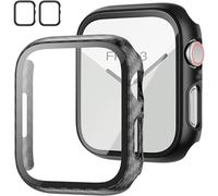 XiHAMA Paquete de 2 fundas + protector de pantalla de vidrio templado compatible con Apple Watch Series 9/8/7 de 41 mm, cubierta de PC ultradelgada