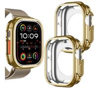 XiHAMA - Paquete de 2 fundas protectoras ultrafinas de TPU compatibles con Apple Watch Series y Ultra, funda a prueba de golpes (sin protector de