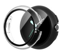 XiHAMA - Paquete de 2 protectores de pantalla compatibles con Google Pixel Watch (2023), cristal resistente a los arañazos + carcasa protectora