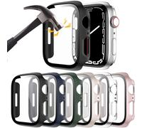 XiHAMA Paquete de 6 fundas de policarbonato compatibles con Apple Watch Series 10 + protector de cristal templado, parachoques ultrafino resistente a
