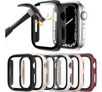 XiHAMA Paquete de 6 fundas de policarbonato compatibles con Apple Watch Series 10 + protector de cristal templado, parachoques ultrafino resistente a