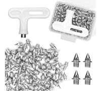 XIHIRCD 100uds 6,4mm Zapatos de Clavos Atletismo, Clavos de Carrera de Acero al Carbono con Llave de Clavo Reemplazo Clavos para Zapatillas de Correr Pirámides Accesorios Deportivos (Plata)
