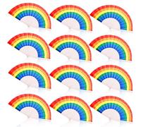 XIHIRCD 12uds Abanicos LGBT Arcoíris, Coloridos, Abanicos de Mano del Orgullo Gay Abanicos Rave de Verano Abanicos Plegables a Mano Decoraciones de Fiesta Accesorios del Mes del Orgullo para Mujeres