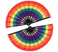 XIHIRCD 2uds Abanico Plegable LGBT Arco Iris, Colorido Abanico del Orgullo Bambú Abanico Rave de Mano Grande Abanico Gay Decorativo para Verano Decoración de Fiesta Mujeres Hombres