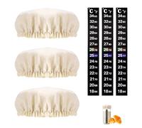 XIHIRCD 3 Juegos Kit de Inicio de Masa Madre de Repuesto, Incluye Tela para Tapas de Tarros y Tiras de Termómetro Cubierta para Prueba de Pan para Boca de Tarro de 7,62-10,16cm para Fermentación Pan