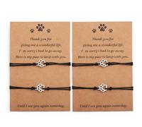 XIHIRCD 4uds Pulsera Conmemorativa Gato Perro Regalo, Pulsera Conmemorativa para Pérdida Mascota Regalos Recuerdo Simpatía Pulseras de Amistad Huella para Amantes de Gatos & Perros (Negro)