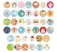 XIHIRCD 600 Pegatinas Religiosas para Niños, 2,5cm Redondas Cristianas de Jesús, Biblia Católica Inspiradoras para Arte Manualidades Decoración de Pascua (Estilo Ángel)