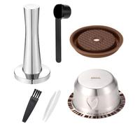 XIHIRCD Cápsulas Reutilizables de 230ml para Nespresso Vertuo, Juego Cápsulas de Café Recargables Acero Inoxidable con Tapa Silicona Cuchara Cepillo Pinzas y Prensador Compatibles con Nespresso