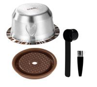 XIHIRCD Cápsulas Reutilizables para Cafetera Nespresso Vertuo, Juego de Cápsulas Café Rellenables Acero Inoxidable 80 ml con Tapa de Silicona Cuchara y Cepillo Accesorios Café para Nespresso