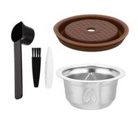 XIHIRCD Cápsulas Reutilizables para Cafetera Vertuo, Cápsula de Café Rellenable Acero Inoxidable de 230 ml con Tapa Silicona Cuchara Cepillo y Pinzas para