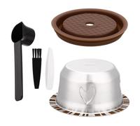 XIHIRCD Juego Cápsulas Café Reutilizables, 80ml Accesorios Cápsula de Acero Inoxidable Compatible con Nespresso Vertuo Next Pop/VertuoLine Plus GCA1/ Delonghi ENV135 ENV150