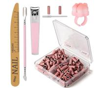 XIHIRCD Kit para Cuidado de las Uñas, 100 Bandas Lijado de Grano 180/240 | Fresas para Uñas con Empujador Cutículas Cortaúñas Lima Doble Cara y Cepillo Quitapolvo de Pata Gato para Manicura y Pedicura