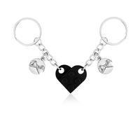 XIHIRCD Llavero de Corazón a Juego para Parejas, Llavero Personalizado con Caja de Regalo Colgante de Promesa de Meñique Lindo Regalo de Pareja y Amistad para Novio Novia Amigo (Negro)