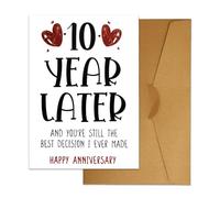 XIHIRCD Tarjeta de Aniversario de 10 Años, Tarjeta de Feliz Décimo Aniversario con Sobre Dulce Tarjeta del Décimo Aniversario Divertida Tarjeta de Felicitación de Boda Regalos Románticos para Pareja