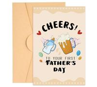XIHIRCD Tarjeta Primer dia del Padre con Sobre, Linda Tarjeta Regalo día del Padre Regalo del día del Padre de Esposa Tarjeta de Felicitación para Nuevo Papá para Yerno y Yerno (Estilo 2)
