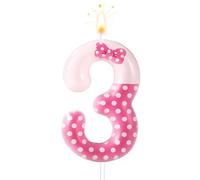 XIHIRCD Vela Rosa de Cumpleaños con Número Personalizado, Decoración de Tarta para Fiestas de Cumpleaños con Tema de Dibujos Animados y Princesas
