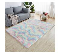 XiinxiGo Alfombra Salon Shaggy Tie-Dye - Alfombras Dormitorio Modernas Pelo Largo Lavables - para Comedor, Dormitorio, Pasillo y Habitación Juvenil,Arco Iris,60 * 90 CM