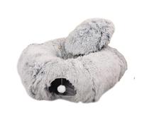 XiinxiGo Cama Tunel para Gatos, Túnel de Gatocon Alfombrilla de cojín Donut Forma Circular Plegable extraíble con Agujeros Bolas,Gris,85 * 26 CM