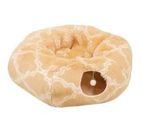 XiinxiGo Cama Tunel para Gatos, Túnel de Gatocon Alfombrilla de cojín Donut Forma Circular Plegable extraíble con Agujeros Bolas,YelllowBlanco,85 * 26 CM