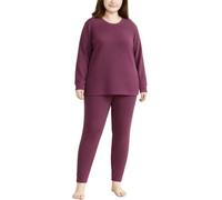 XiinxiGo Conjunto Ropa Interior Térmica Mujer Set con Forro Polar Funcional de Invierno Capa Base Camiseta Manga Larga Malla Térmica Pantalon para Cálida y Transpirable,Púrpura,L