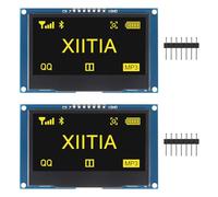 XIITIA 2 módulos de pantalla LCD OLED SSD1309 de 7 pines SPI/IIC I2C de 2.4 pulgadas para Arduino UNO R3 (luz amarilla)