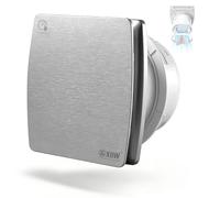 XIIW Extractor de Baño sensor humedad 100 mm Ventilador de Baño con higrostato y Temporizador - Silencioso 34dB, 95 m³/h, 12 W -Clapeta Antirretorno e IPX4 Para Cuarto, Aseo, Cocina o Sótano- Plateado