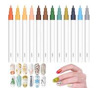 Xiixuuj Juego de bolígrafos de esmalte de uñas, 12 colores, marcadores para delineador de uñas, para mujeres, hogar, salón, fiesta, boda, viajes, manicura, festival casual