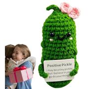 Xiixuuj Pepinillo de Ganchillo, pepinillo Positivo,Divertida muñeca de Punto de pepinillo Positivo de Ganchillo | Apoyo Emocional Divertido Juguete de Peluche para los Mejores Amigos Amantes