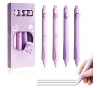 XIJEQOW Pelle di Dessert penne cancellabili, penna cancellabile a spinta viola, ricarica nera, confezione da 4 pezzi.