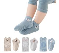 XIJEQOW Rodilleras separadas calcetines de suelo, 3 pares Goma antideslizante puntos gatear Bebé gatear rodilleras Adecuado para 0-1 años de edad del bebé