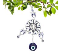 Xijobido Atrapasueños Decorativo,Atrapasueños Buena Suerte,Decoración automotriz con dije de azul, estrella, luna, | Decoración artística de buena suerte para dormitorio, dormitorio, Interior del