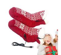 Xijobido Calcetines Térmicos Eléctricos - Calcetines Térmicos con Diseño Copo De Nieve Y USB Recargable para Climas Fríos | Calentador Portátil Pies para Hombre Mujer - Usos Múltiples Senderismo