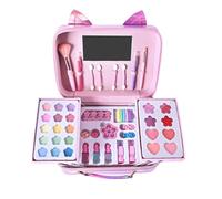 Xijobido Kit De Maquillaje para Niñas - Cosmético Juguete Lavable Real,Maletín De Maquillaje Infantil con Bolso En Forma De Gato - para Juego de Disfraz y Fiestas de Cumpleaños Infantil