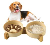 Xijobido Lento para Perros | Plato De Cerámica Antideslizante para Perros con Soporte | Cuencos para Mascotas Interior Exterior Jardín Camping