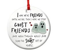 Xijobido Navideños De Amigos | Navideños Redondos de Acrílico | Decoración Colgante De Amigos Fantasma | para Colegas Árbol Genealógico Pared Puerta Ventana Fiesta Mesilla De Noche Hogar Oficina