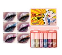 Xijobido Sombra de Ojos Líquida,6 Piezas de Sombra de Ojos Brillante Impermeable | Productos de Maquillaje Resistente a Manchas para Festivales, Fiestas y Diario