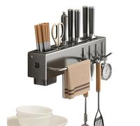 Xijobido Soporte Para Utensilios De Pared - Organizador De Utensilios De Cocina Montado En Pared,Barra Organizadora con Ganchos, Accesorios de Cocina sin Taladro para la Organización de Toallas,