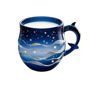 Xijobido Taza Con Motivo Animal - Cristalería Con Patrón De Olas Y Delfines,Taza De Café Con Temática Animal - para Leche Cerveza Cumpleaños Compromiso Matrimonio Hombres Mujeres Niños Niñas