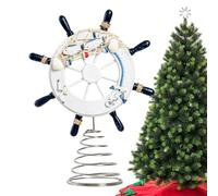 Xijobido Timón Decorativo para Pared 28cm, Decoración Costera con Red De, Elemento Náutico Vintage para Salón Oficina Terraza Apartamento Cocina Baño Habitación Infantil Aula Exterior