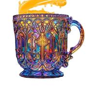 Xijobido Vasos de Vidrio de Colores - Vaso De Arte Cristiano - Vidrio De 400ml Para Whisky, Vino, Té, Zumo, Bebidas, Perfecto Para Cenas, Cocina, Picnic, Piscina, Camping Y Actividades Al Aire Libre