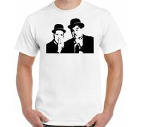 XIKANGGMEI Laurel and Hardy T-Shirt Dick & Doof Mens Funny Comedy Retro White