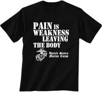 XIKANGGMEI USMC Pain is Weakness Leaving The Body Short Sleeve T-Shirt Adult Small to
