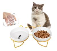 XIKAYA Comedero Elevado Gato,comedero Gato Elevado,comedero,Doble comedero Inclinado de 15 ° para Gatos Que Reduce la presión sobre Las vértebras cervicales, Adecuado para Gatos y Gatos