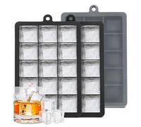 XIKAYA Cubitera grande con tapa, cubitera cuadrada, de silicona, apta para alimentos, sin BPA, para cócteles, whisky, vino, té helado (3 unidades, 45 compartimentos)