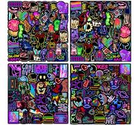 XIKAYA Juego de 200 pegatinas de neón, edición de graffiti, vinilo resistente al agua - para portátil, monopatín, botella, MacBook, bicicleta, maleta y más (sin repetición de patrones)
