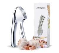 XIKAYA Prensa Ajos, prensador de ajos resistente y fácil de limpiar,machacador de ajos puede picar fácilmente ajo, jengibre, patatas, pequeños trozos de ingredientes(Luz de espejo engrosada)