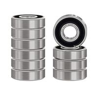 XiKe 10 piezas 696-2RS Rodamientos de bolas miniaturas 6x15x5mm Acero al cromo y Prelubricados, 696RS Rodamiento rígido de bolas con doble sellado de goma.