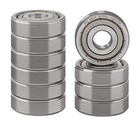 XiKe 10 unid. 6201ZZ Rodamiento de bolas 12x32x10mm, Acero Cromado & Juntas Metálicas, Prelubricado, 6201-2Z Rodamiento rígido de bolas con escudos.