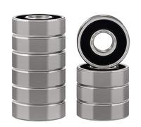 XiKe 608-2RS Rodamiento de bolas 8x22x7mm, Doble junta de goma, Acero al cromo, Pre-lubricado, 608RS Rodamientos rígidos de bolas miniatura, 10 piezas.